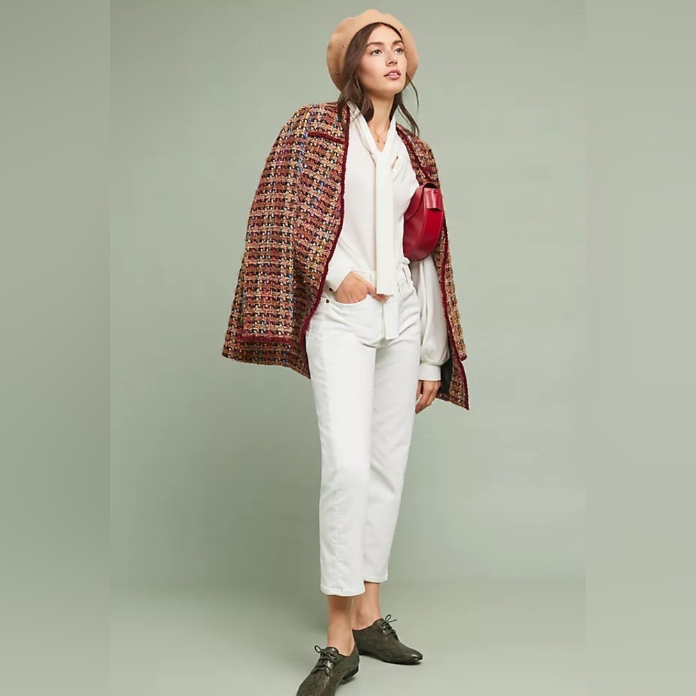 Anthropologie Multicolor Tweed Blazer Coat Ettwa Size small EUC